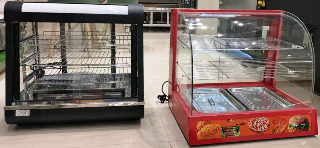 Food Warmer Display Curved and Slanted Glass